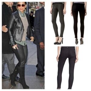 Rag & Bone Hyde in Coal Black Lamb leather front panel skinny jeans Size 28